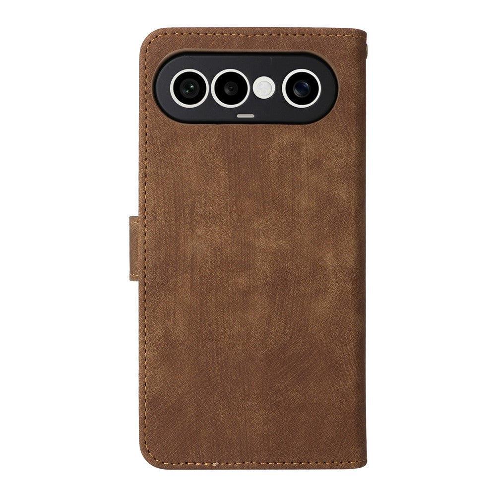 For vivo X300 FE 5G / S50 Pro mini 5G Wallet RFID Blocking PU Leather Phone Cover Stand with Strap - Brown
