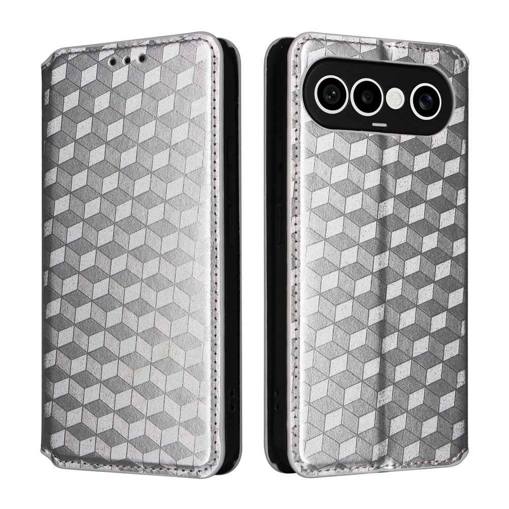 For vivo X300 FE 5G / S50 Pro mini 5G Case Wallet Rhombus Imprinted PU Leather Phone Cover - Silver