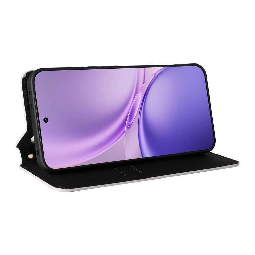 For vivo X300 FE 5G / S50 Pro mini 5G Case Wallet Rhombus Imprinted PU Leather Phone Cover - Silver