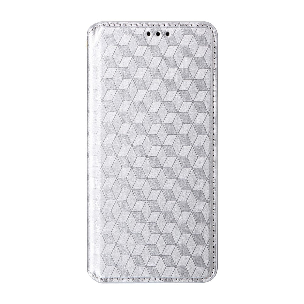 For vivo X300 FE 5G / S50 Pro mini 5G Case Wallet Rhombus Imprinted PU Leather Phone Cover - Silver