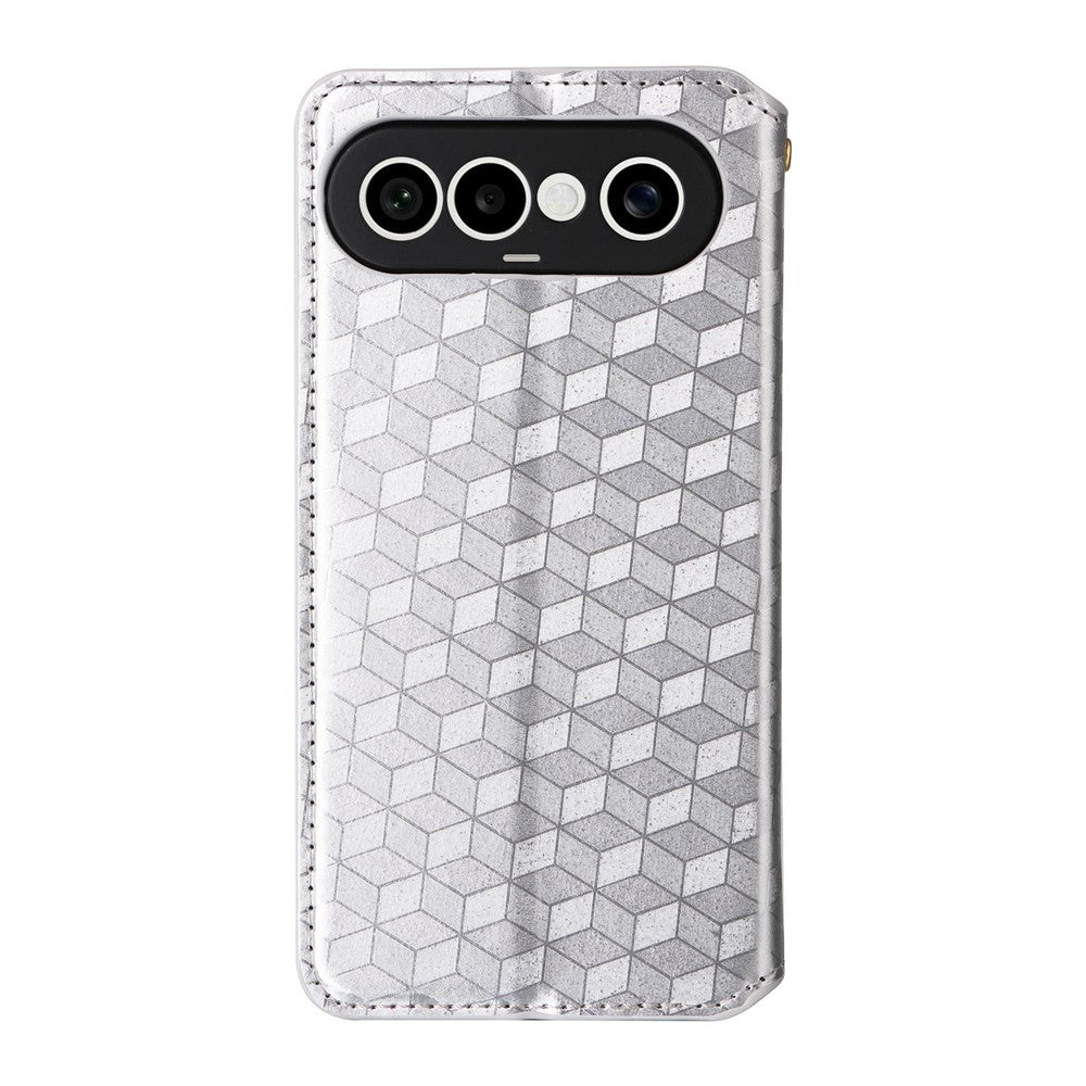 For vivo X300 FE 5G / S50 Pro mini 5G Case Wallet Rhombus Imprinted PU Leather Phone Cover - Silver