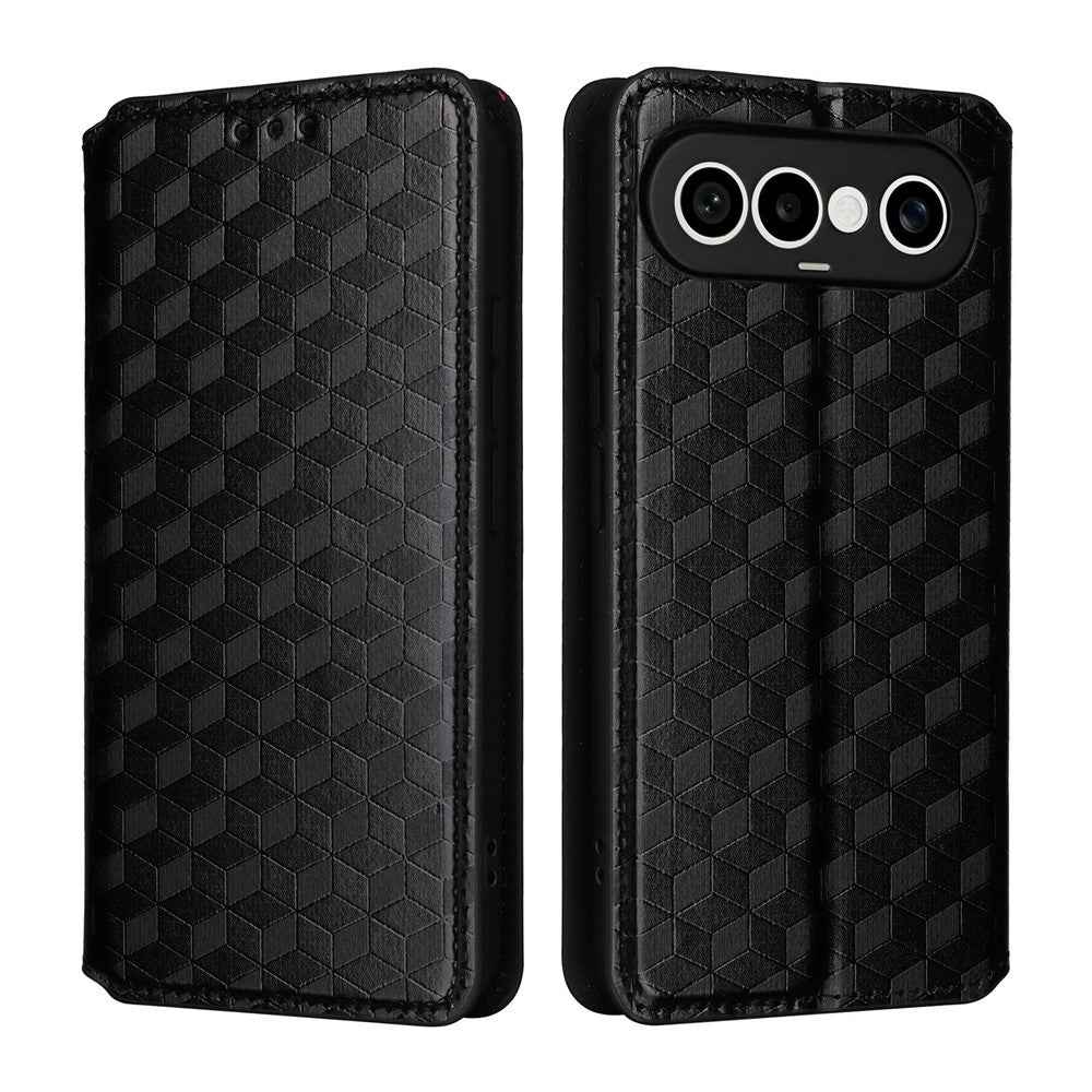 For vivo X300 FE 5G / S50 Pro mini 5G Case Wallet Rhombus Imprinted PU Leather Phone Cover - Black