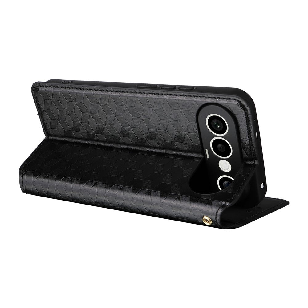 For vivo X300 FE 5G / S50 Pro mini 5G Case Wallet Rhombus Imprinted PU Leather Phone Cover - Black
