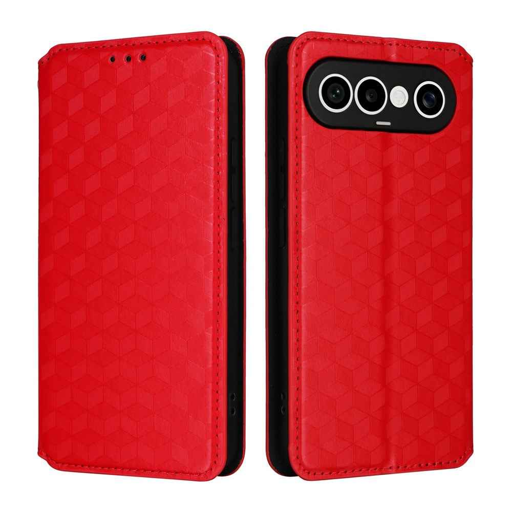 For vivo X300 FE 5G / S50 Pro mini 5G Case Wallet Rhombus Imprinted PU Leather Phone Cover - Red
