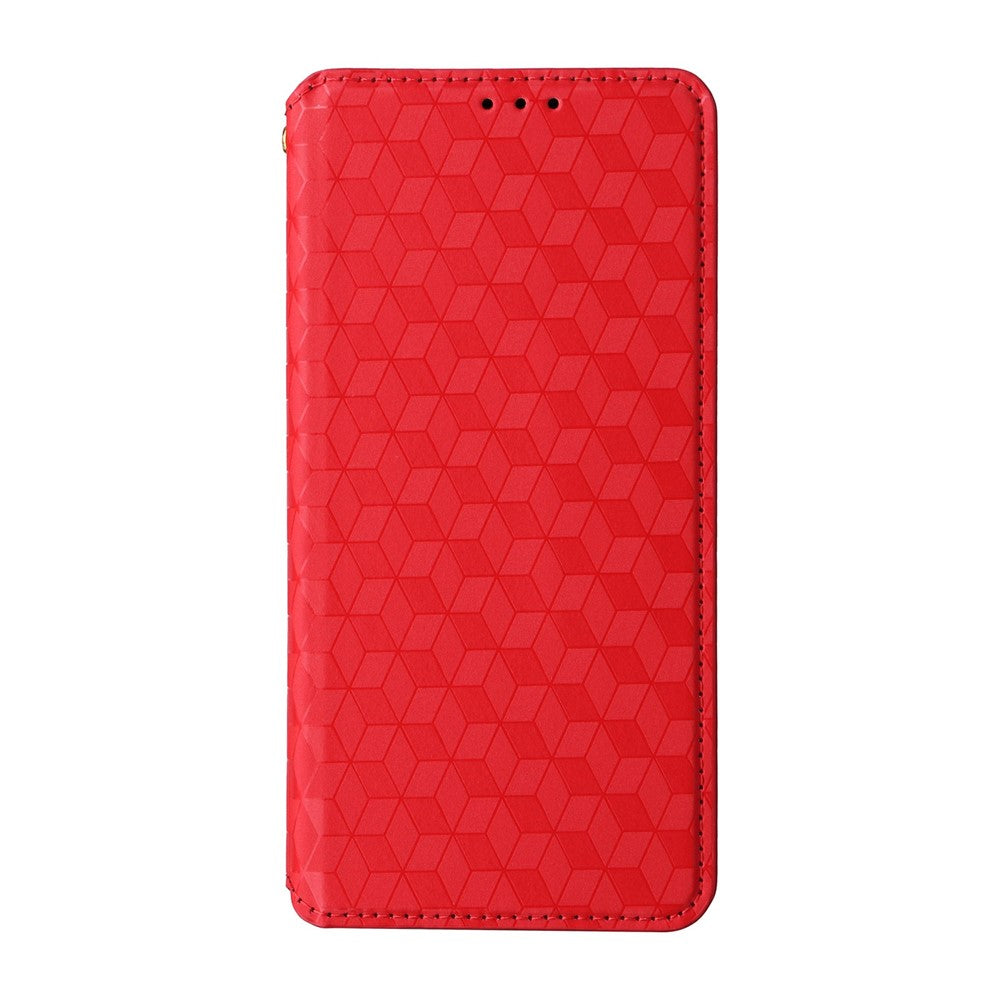 For vivo X300 FE 5G / S50 Pro mini 5G Case Wallet Rhombus Imprinted PU Leather Phone Cover - Red