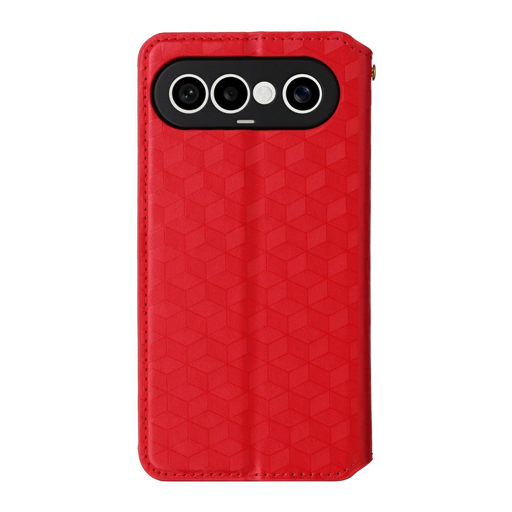 For vivo X300 FE 5G / S50 Pro mini 5G Case Wallet Rhombus Imprinted PU Leather Phone Cover - Red