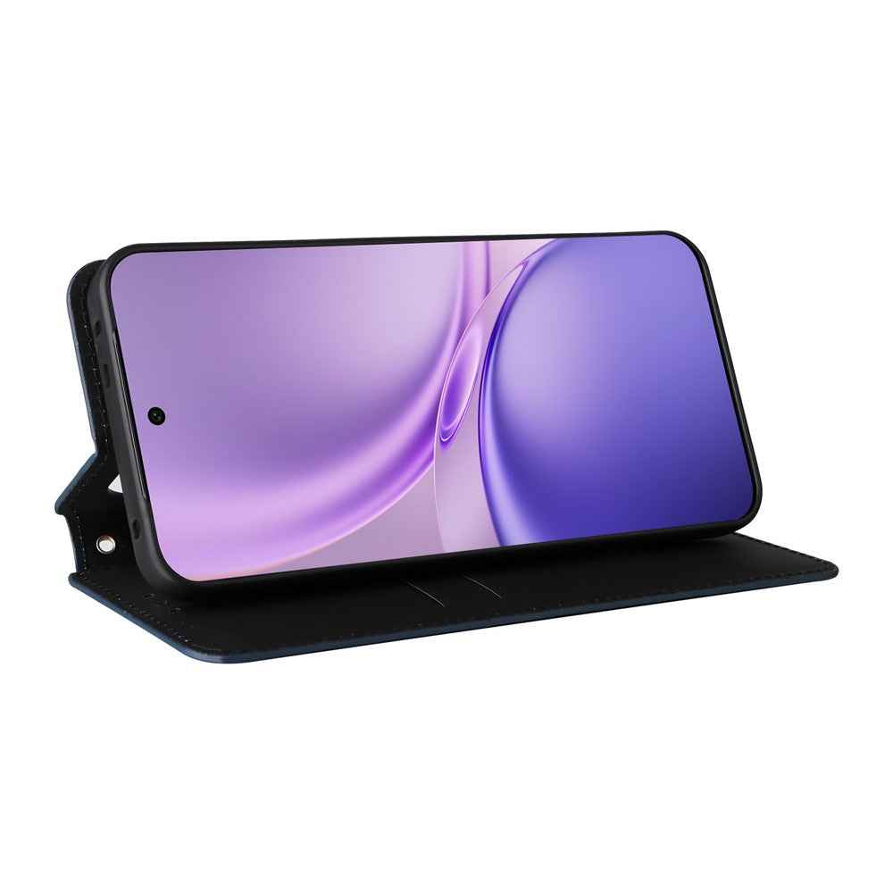 For vivo X300 FE 5G / S50 Pro mini 5G Case Wallet Rhombus Imprinted PU Leather Phone Cover - Blue