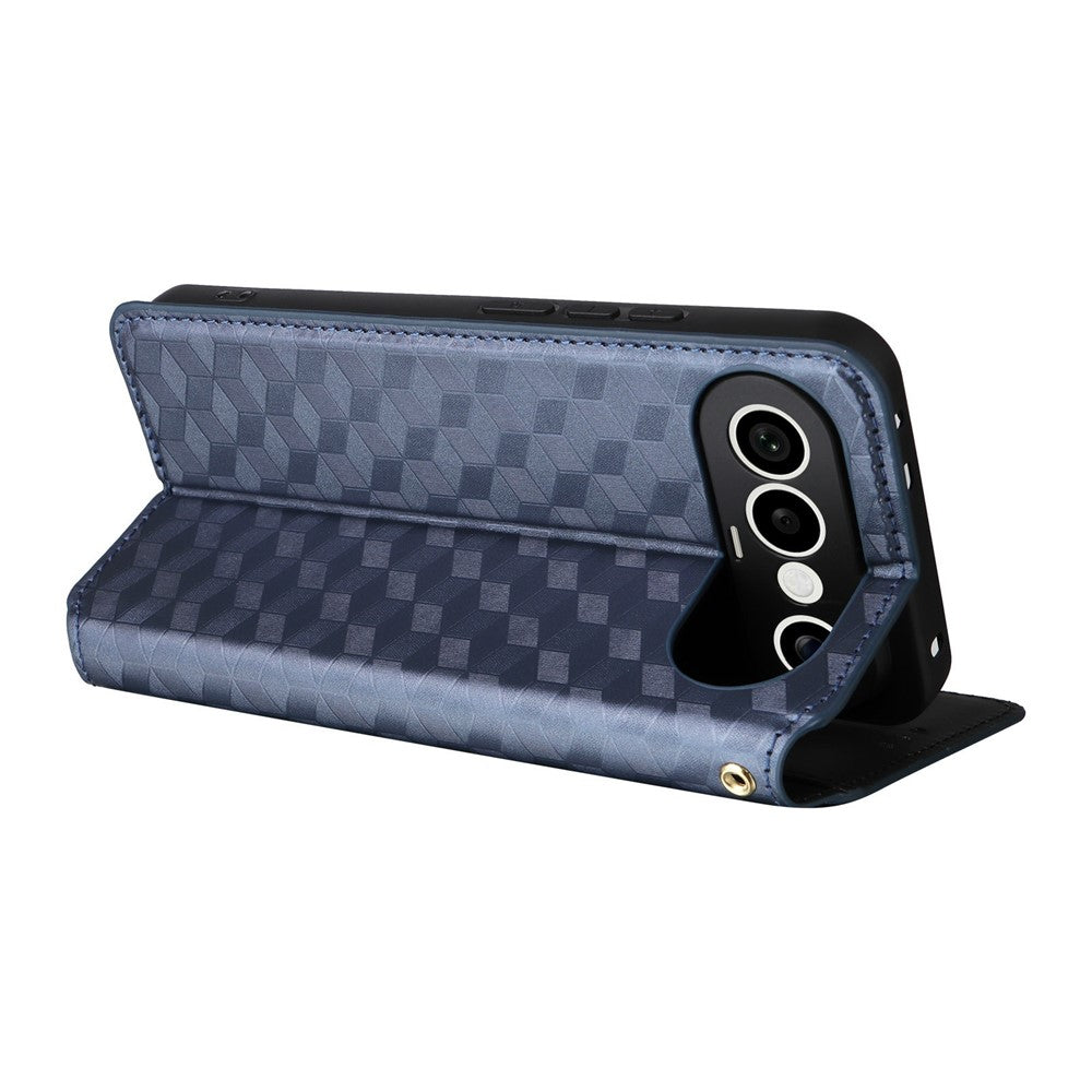 For vivo X300 FE 5G / S50 Pro mini 5G Case Wallet Rhombus Imprinted PU Leather Phone Cover - Blue