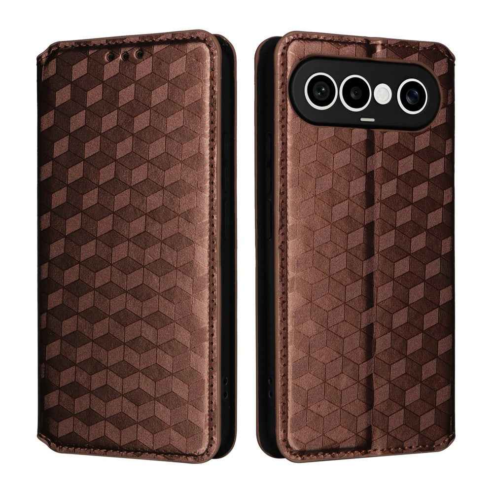For vivo X300 FE 5G / S50 Pro mini 5G Case Wallet Rhombus Imprinted PU Leather Phone Cover - Brown