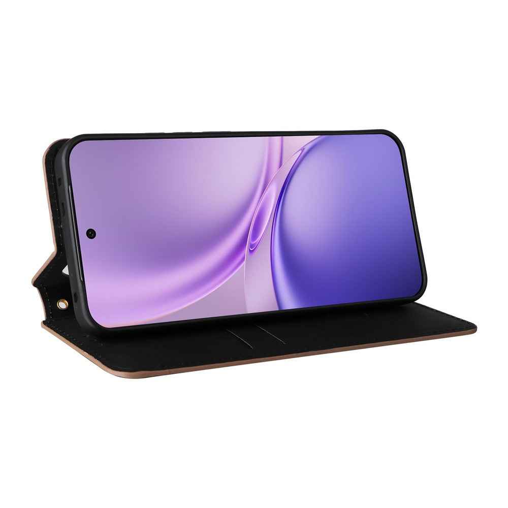 For vivo X300 FE 5G / S50 Pro mini 5G Case Wallet Rhombus Imprinted PU Leather Phone Cover - Brown