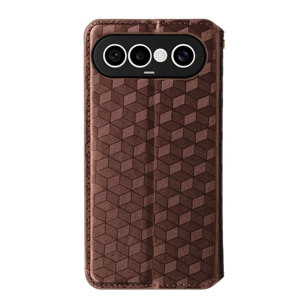 For vivo X300 FE 5G / S50 Pro mini 5G Case Wallet Rhombus Imprinted PU Leather Phone Cover - Brown