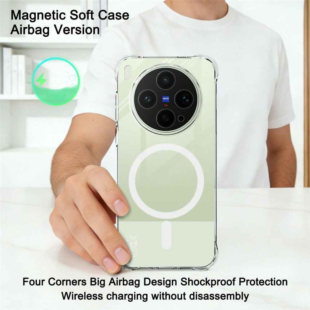 IMAK for vivo X300s 5G Magnetic Case Airbag Shockproof Protection TPU Phone Cover - Transparent