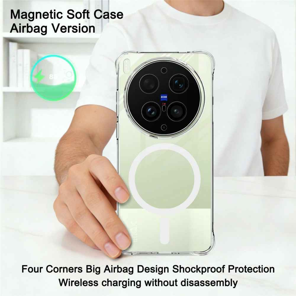 IMAK for vivo X300 Ultra 5G Magnetic Case Airbag Shockproof Protection TPU Phone Cover - Transparent