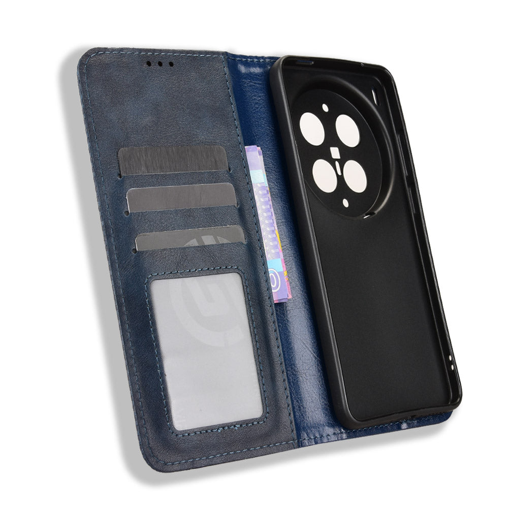 For vivo X300 Ultra 5G Leather Case Wallet Stand Retro Texture Phone Cover - Blue