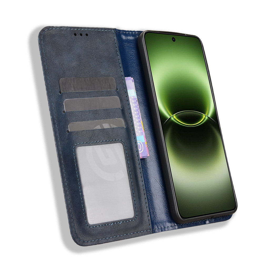 For vivo X300 Ultra 5G Leather Case Wallet Stand Retro Texture Phone Cover - Blue