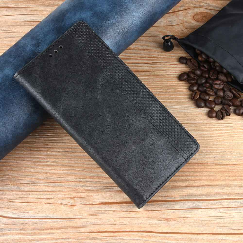 For vivo S50 Pro mini 5G / vivo X300 FE 5G Leather Case Wallet Stand Retro Texture Phone Cover - Black