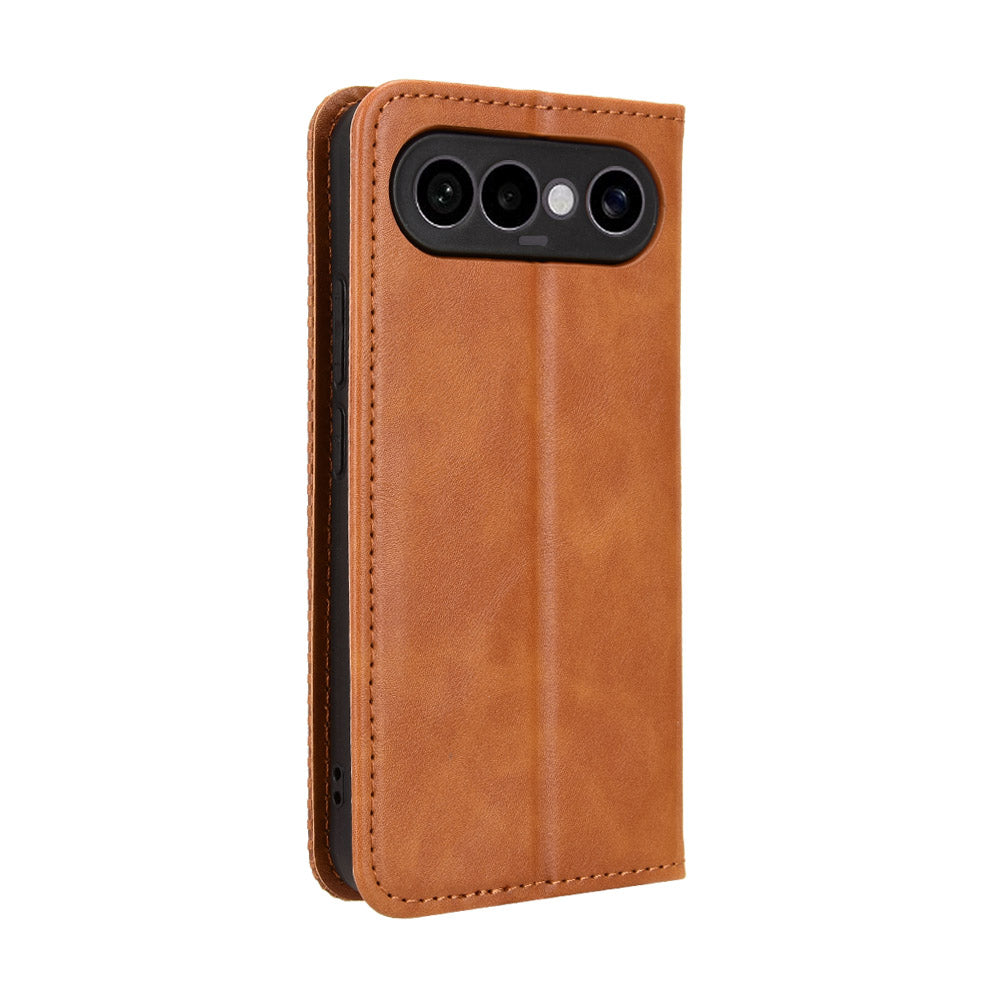 For vivo S50 Pro mini 5G / vivo X300 FE 5G Leather Case Wallet Stand Retro Texture Phone Cover - Brown