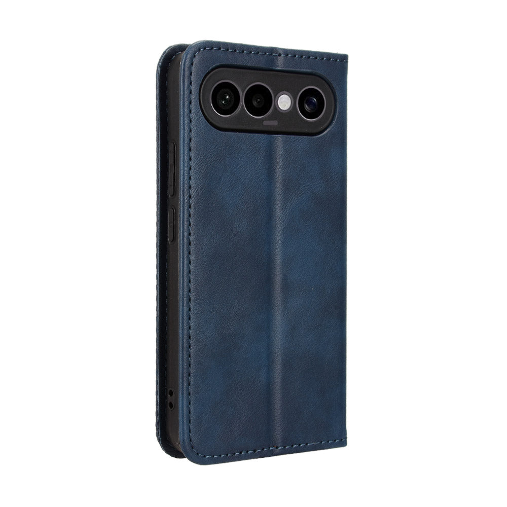 For vivo S50 Pro mini 5G / vivo X300 FE 5G Leather Case Wallet Stand Retro Texture Phone Cover - Blue