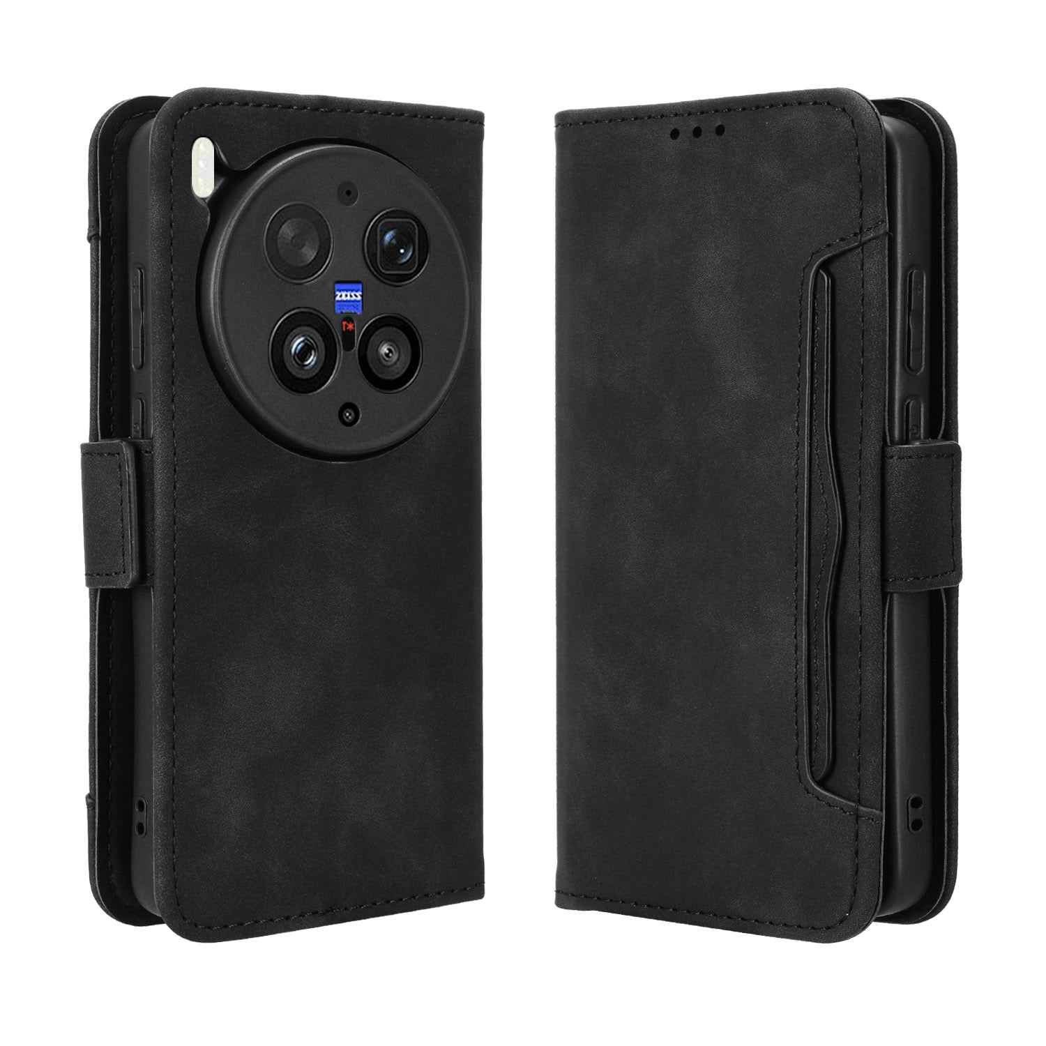 For vivo X300 Ultra 5G Leather Case Phone Wallet Cover with Multiple Card Slots - Black