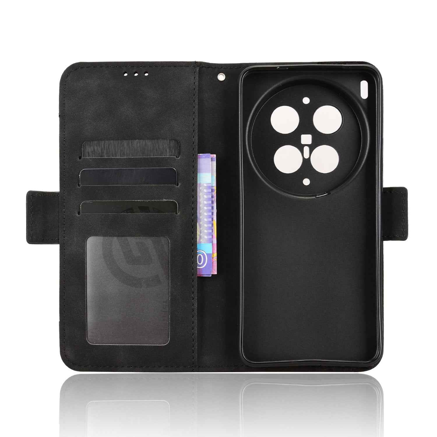 For vivo X300 Ultra 5G Leather Case Phone Wallet Cover with Multiple Card Slots - Black