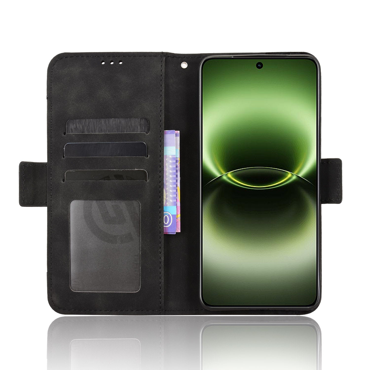 For vivo X300 Ultra 5G Leather Case Phone Wallet Cover with Multiple Card Slots - Black