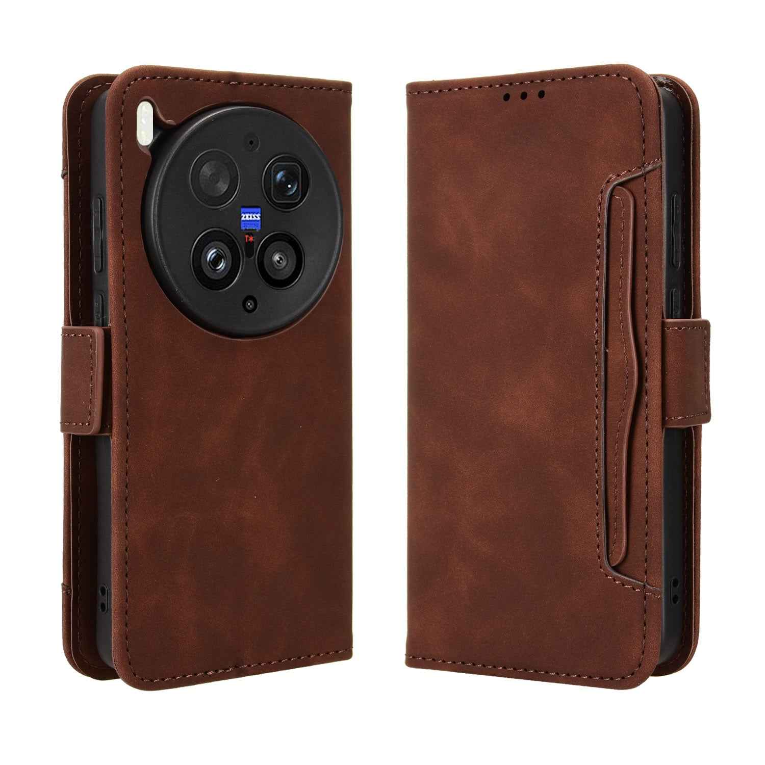 For vivo X300 Ultra 5G Leather Case Phone Wallet Cover with Multiple Card Slots - Brown