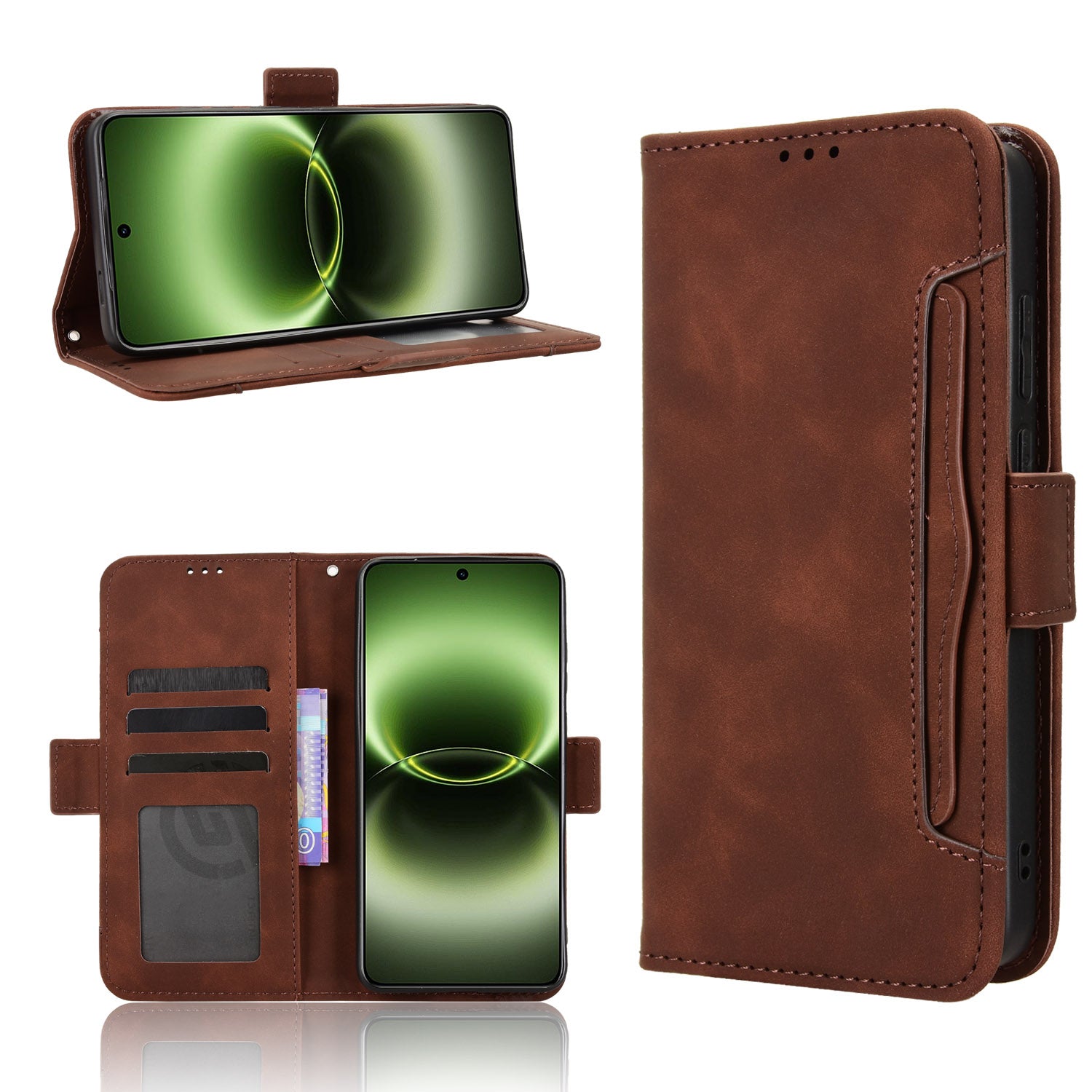 For vivo X300 Ultra 5G Leather Case Phone Wallet Cover with Multiple Card Slots - Brown
