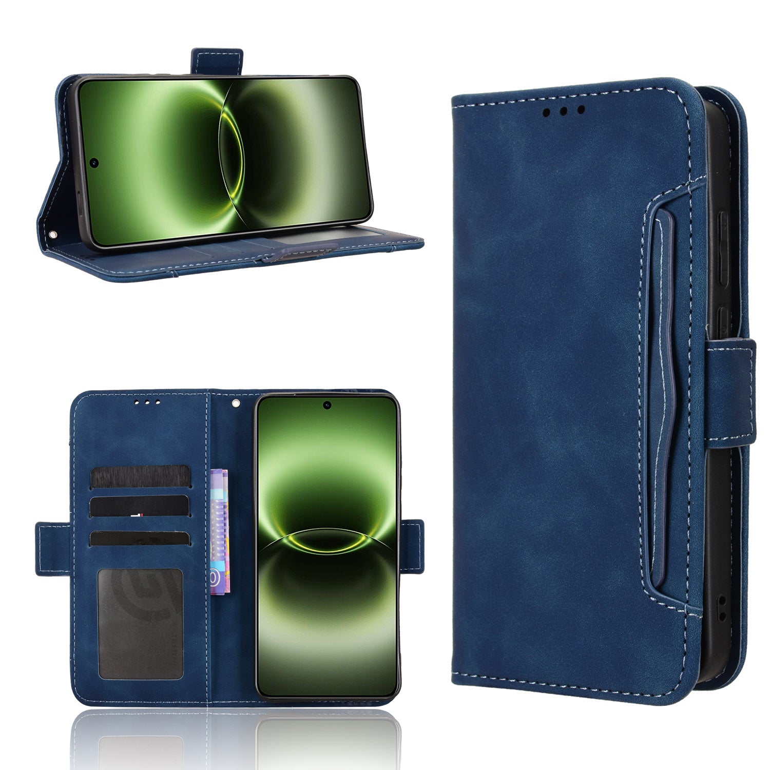 For vivo X300 Ultra 5G Leather Case Phone Wallet Cover with Multiple Card Slots - Blue