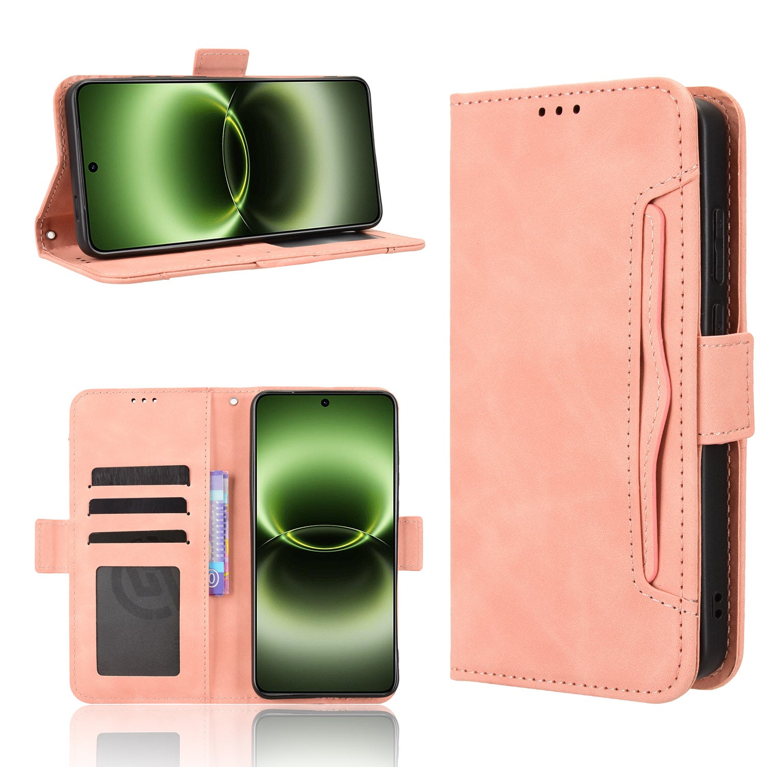 For vivo X300 Ultra 5G Leather Case Phone Wallet Cover with Multiple Card Slots - Pink