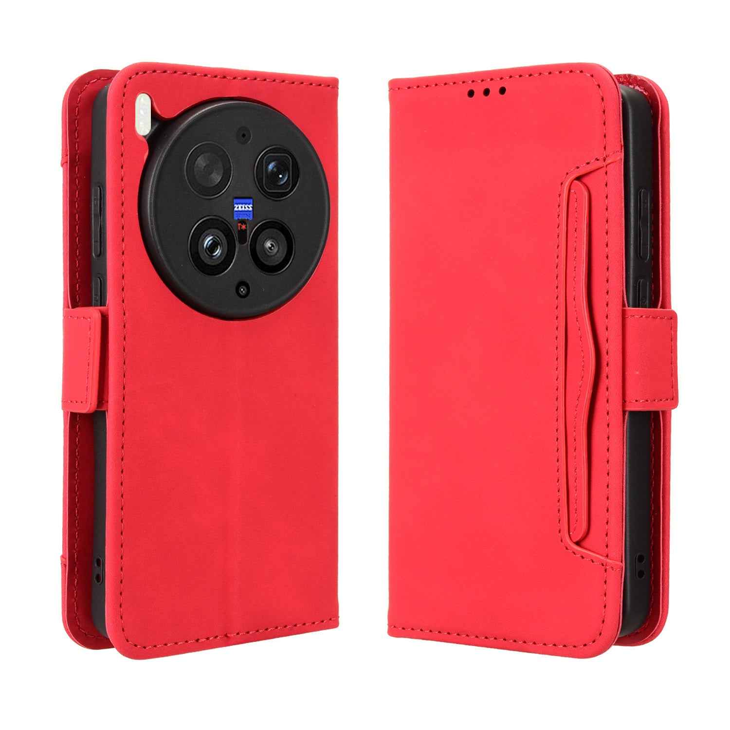 For vivo X300 Ultra 5G Leather Case Phone Wallet Cover with Multiple Card Slots - Red
