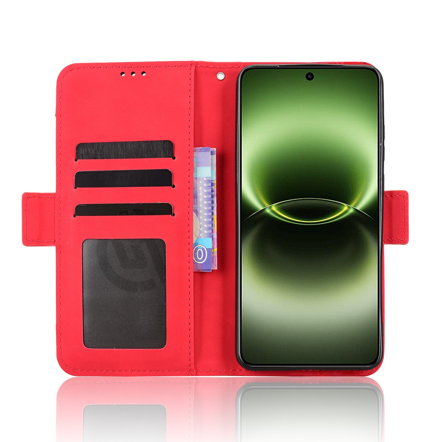 For vivo X300 Ultra 5G Leather Case Phone Wallet Cover with Multiple Card Slots - Red
