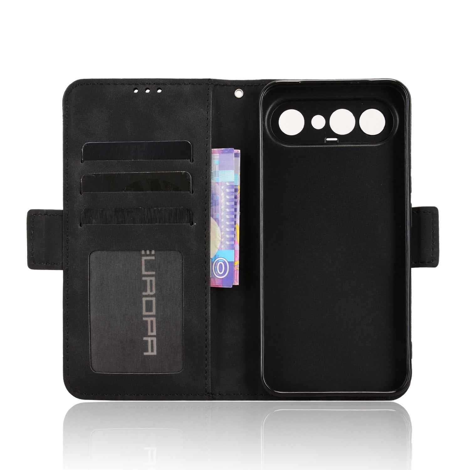 For vivo S50 Pro mini 5G / vivo X300 FE 5G Leather Case Phone Wallet Cover with Multiple Card Slots - Black