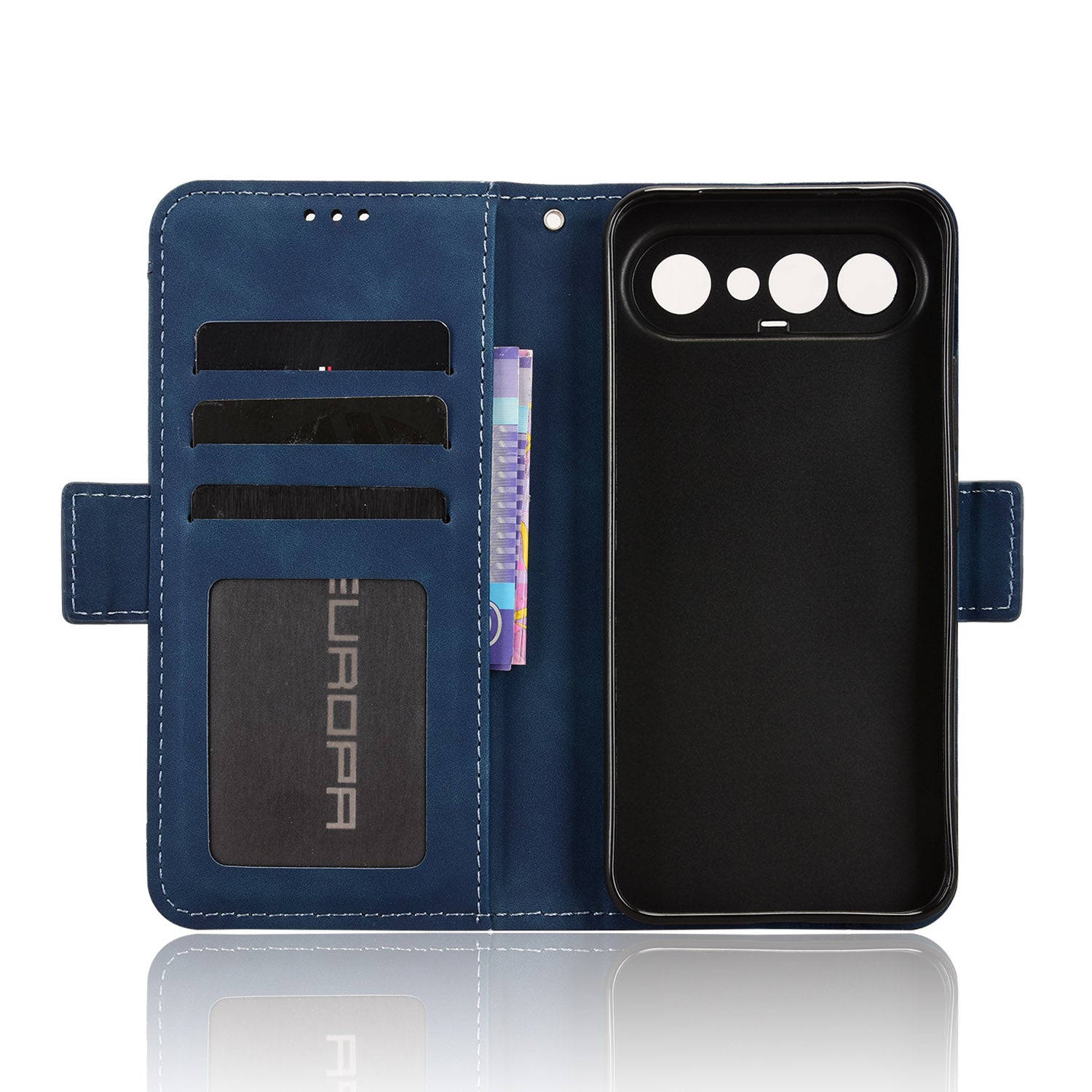 For vivo S50 Pro mini 5G / vivo X300 FE 5G Leather Case Phone Wallet Cover with Multiple Card Slots - Blue