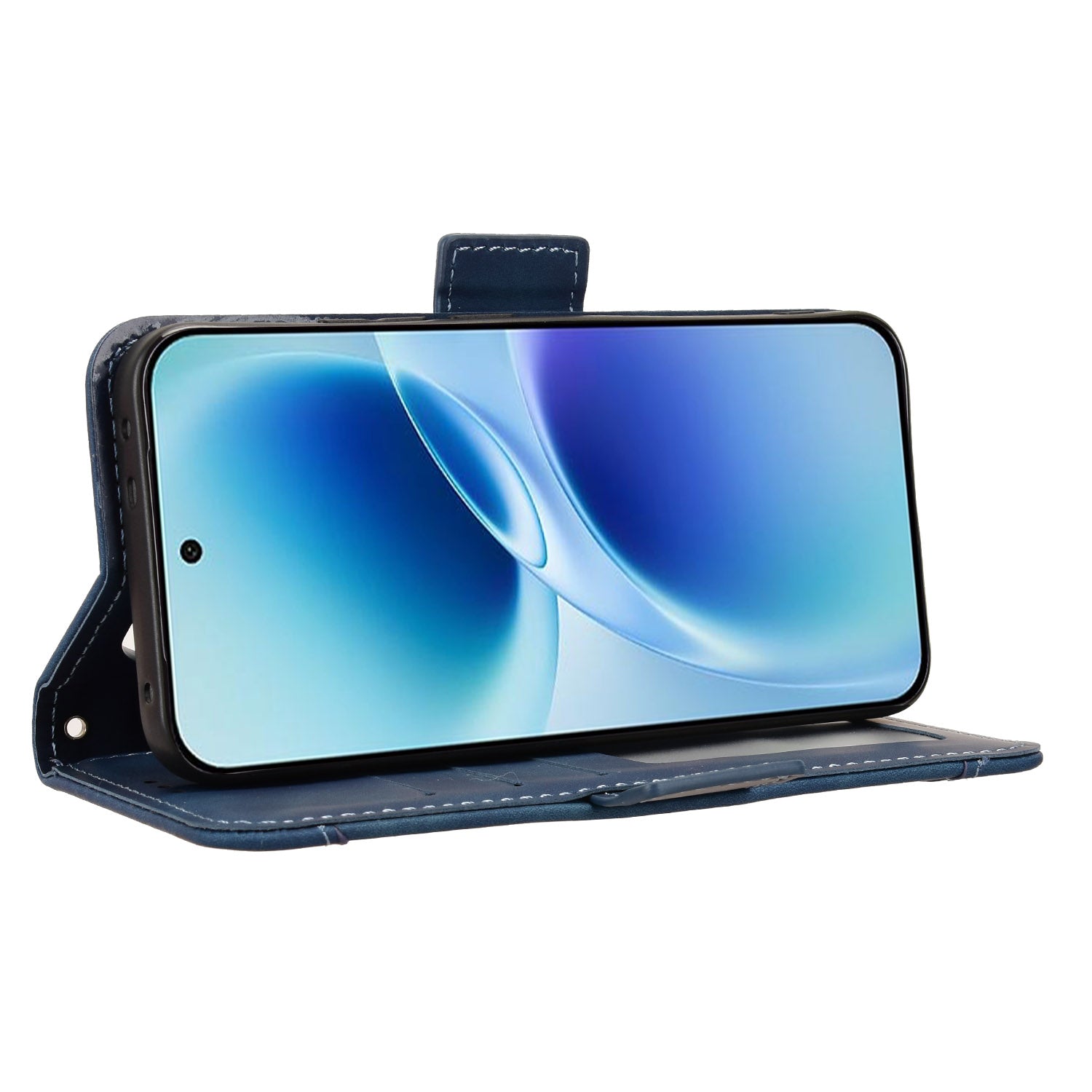 For vivo S50 Pro mini 5G / vivo X300 FE 5G Leather Case Phone Wallet Cover with Multiple Card Slots - Blue