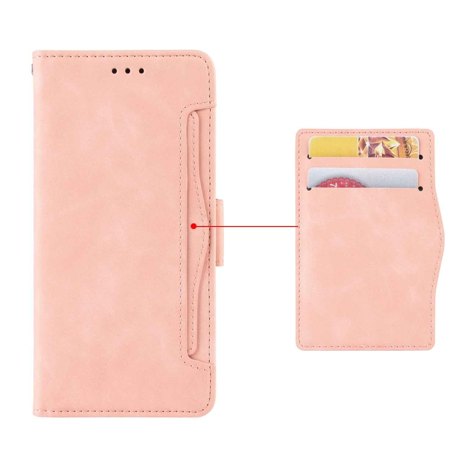 For vivo S50 Pro mini 5G / vivo X300 FE 5G Leather Case Phone Wallet Cover with Multiple Card Slots - Pink