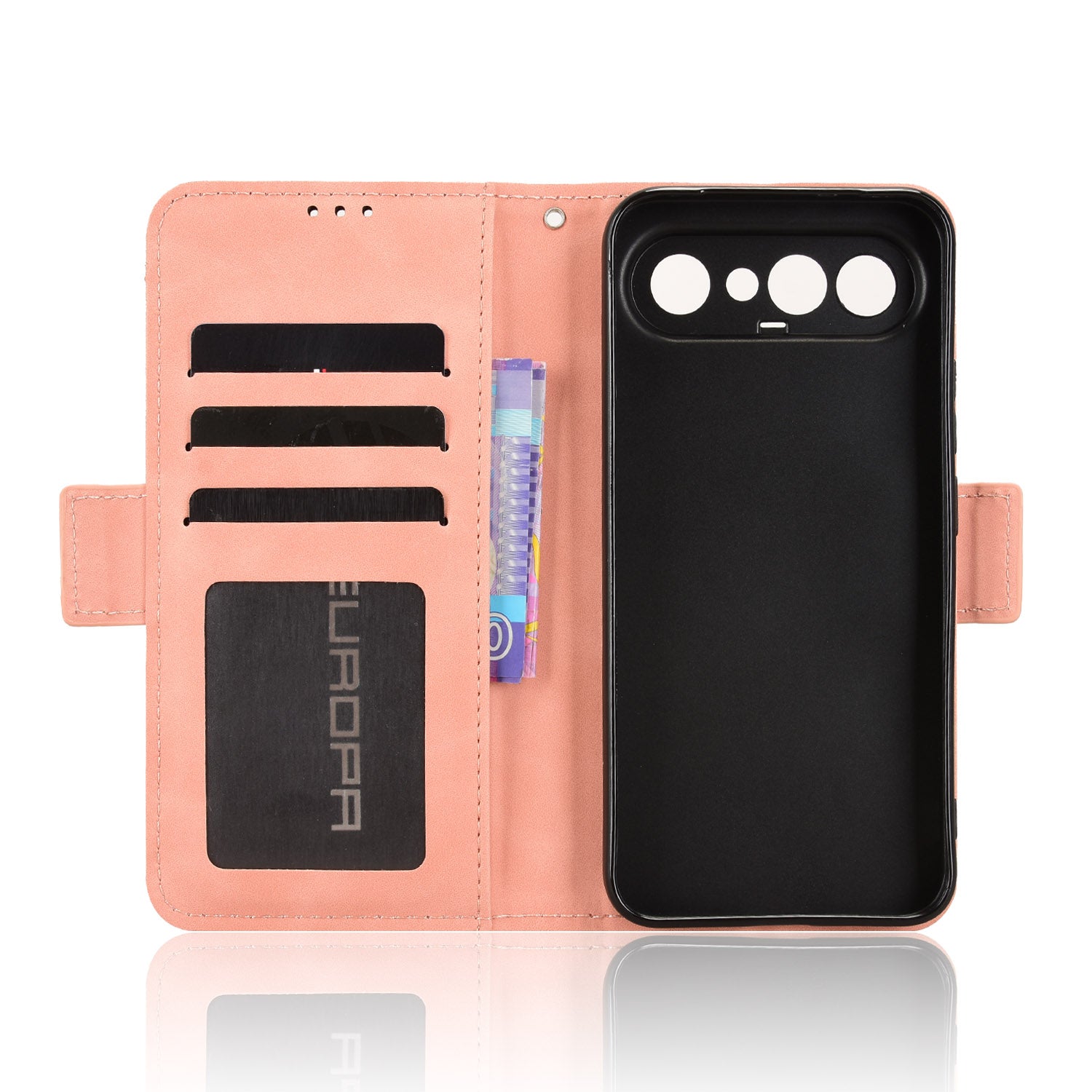 For vivo S50 Pro mini 5G / vivo X300 FE 5G Leather Case Phone Wallet Cover with Multiple Card Slots - Pink