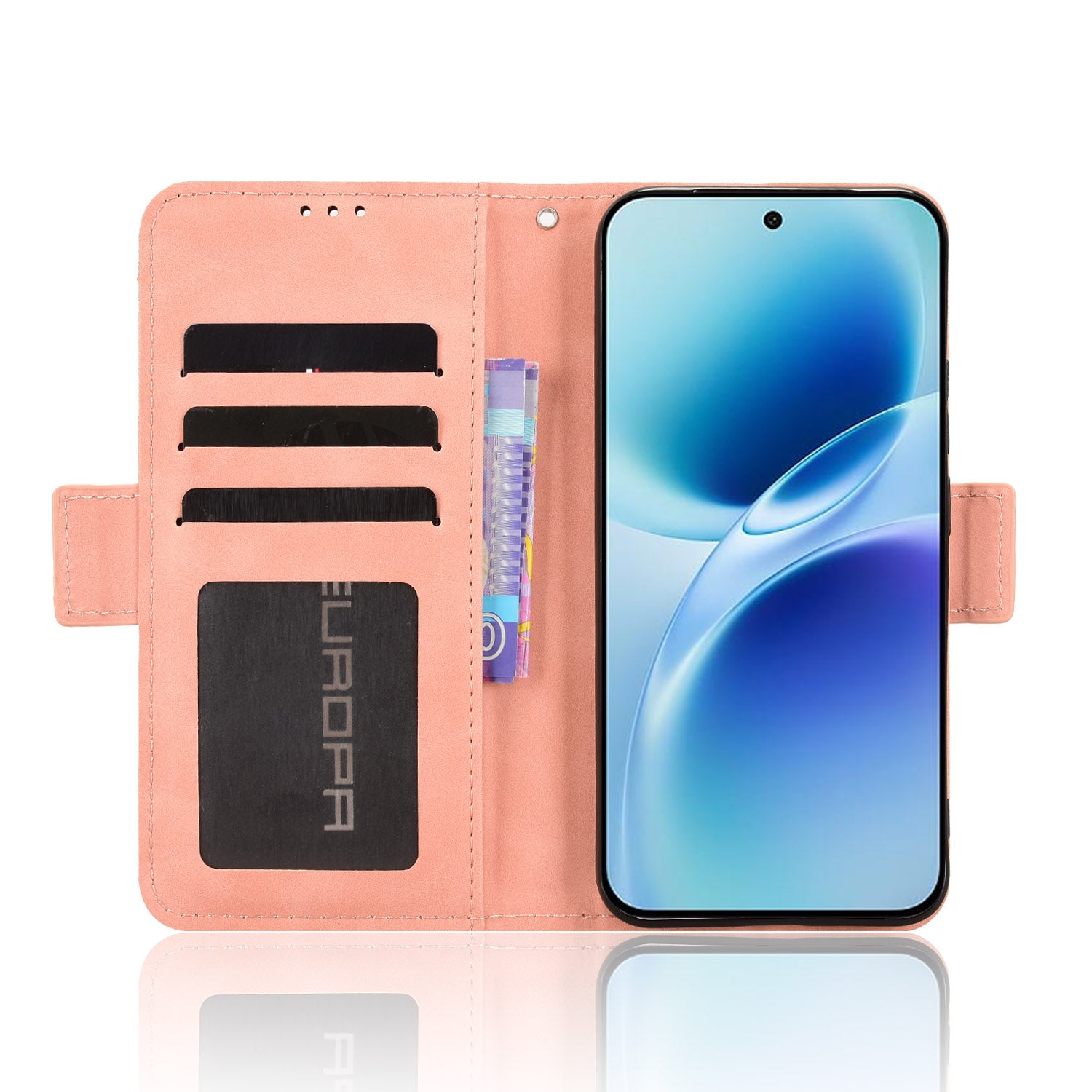 For vivo S50 Pro mini 5G / vivo X300 FE 5G Leather Case Phone Wallet Cover with Multiple Card Slots - Pink