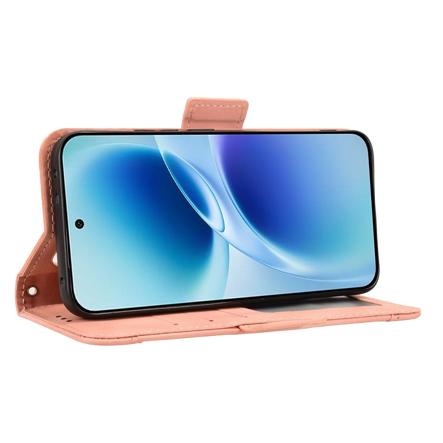 For vivo S50 Pro mini 5G / vivo X300 FE 5G Leather Case Phone Wallet Cover with Multiple Card Slots - Pink