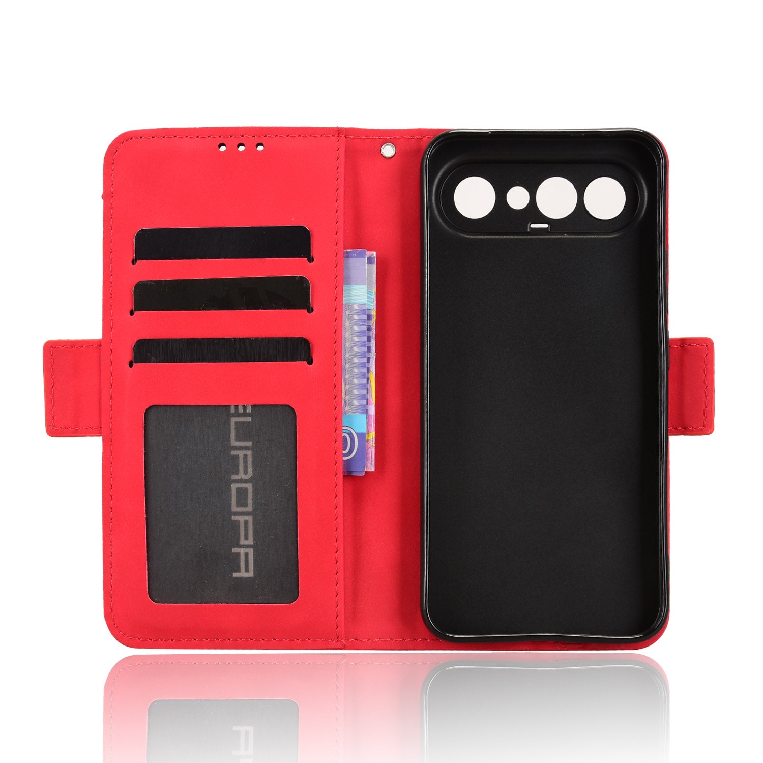 For vivo S50 Pro mini 5G / vivo X300 FE 5G Leather Case Phone Wallet Cover with Multiple Card Slots - Red