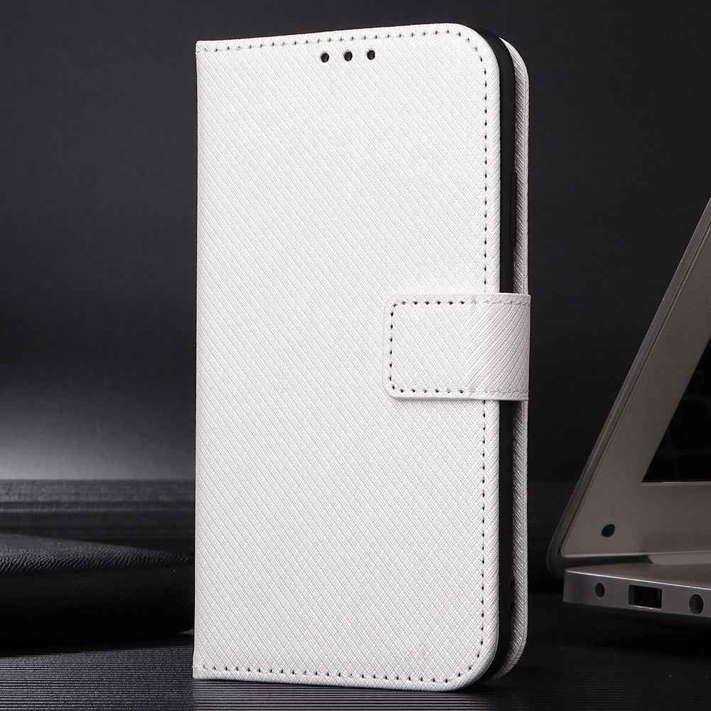 For vivo X300 Ultra 5G Leather Wallet Case with Strap Diamond Texture Phone Cover - White