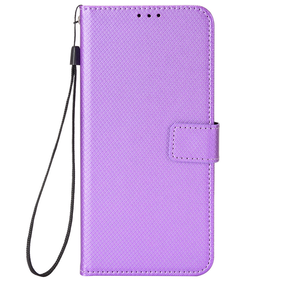 For vivo X300 Ultra 5G Leather Wallet Case with Strap Diamond Texture Phone Cover - Purple