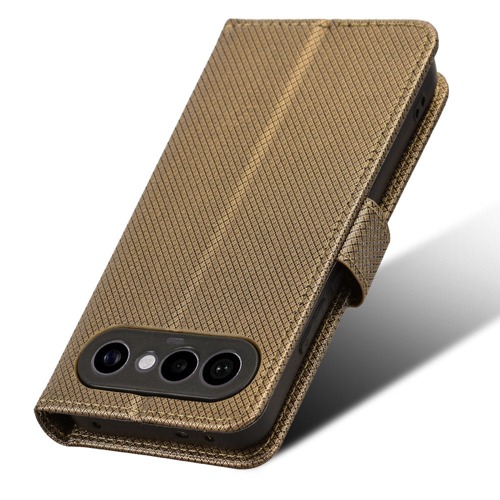 For vivo S50 Pro mini 5G / vivo X300 FE 5G Leather Wallet Case with Strap Diamond Texture Phone Cover - Brown