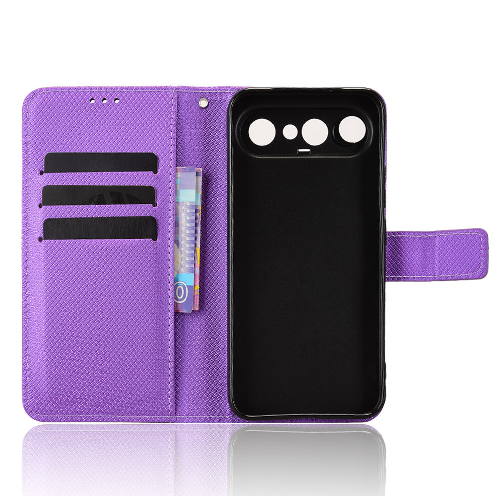 For vivo S50 Pro mini 5G / vivo X300 FE 5G Leather Wallet Case with Strap Diamond Texture Phone Cover - Purple