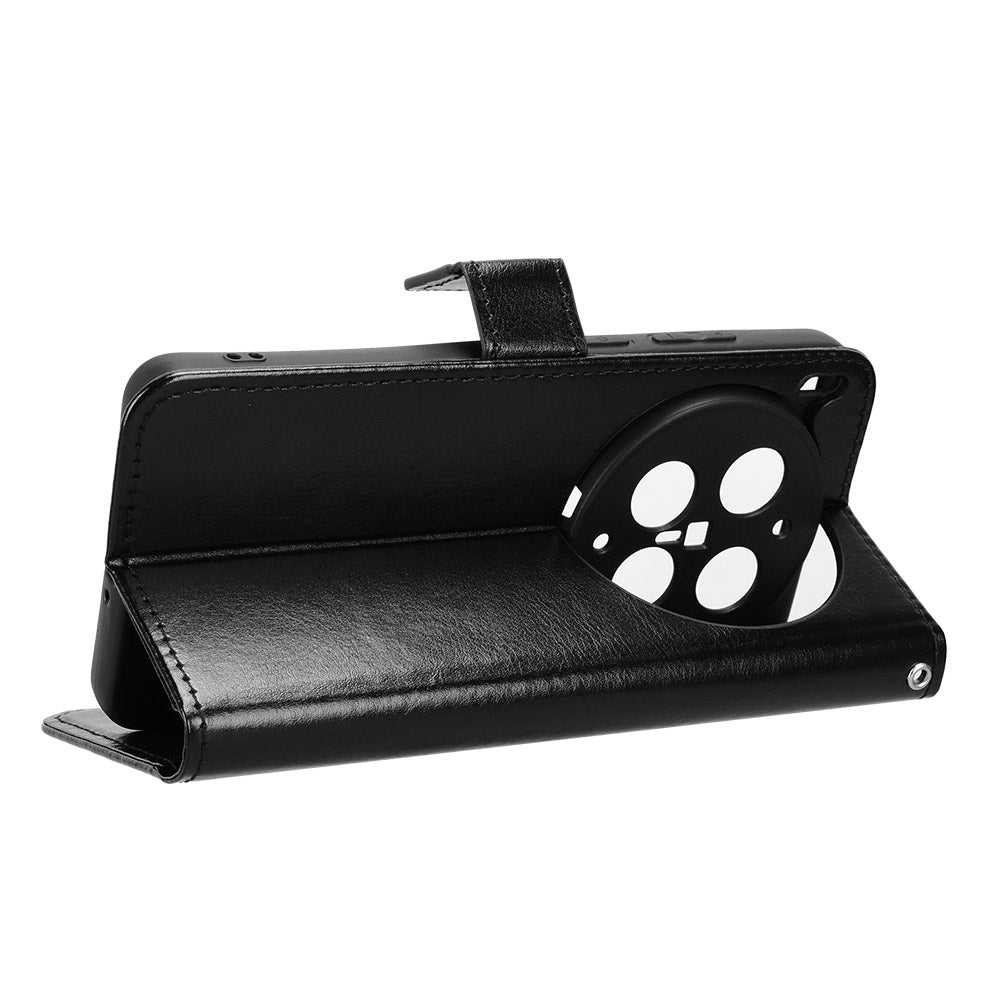 For vivo X300 Ultra 5G PU Leather Case with Strap Crazy Horse Texture Phone Wallet Cover - Black