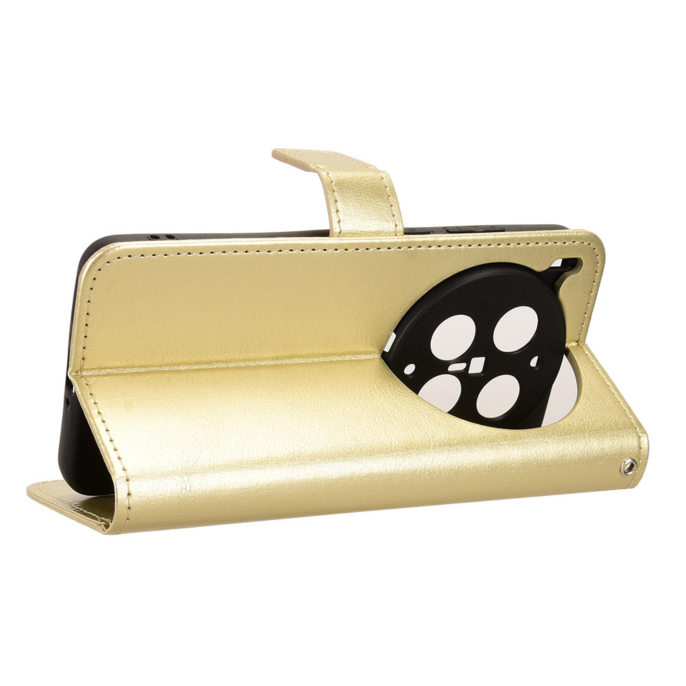 For vivo X300 Ultra 5G PU Leather Case with Strap Crazy Horse Texture Phone Wallet Cover - Gold