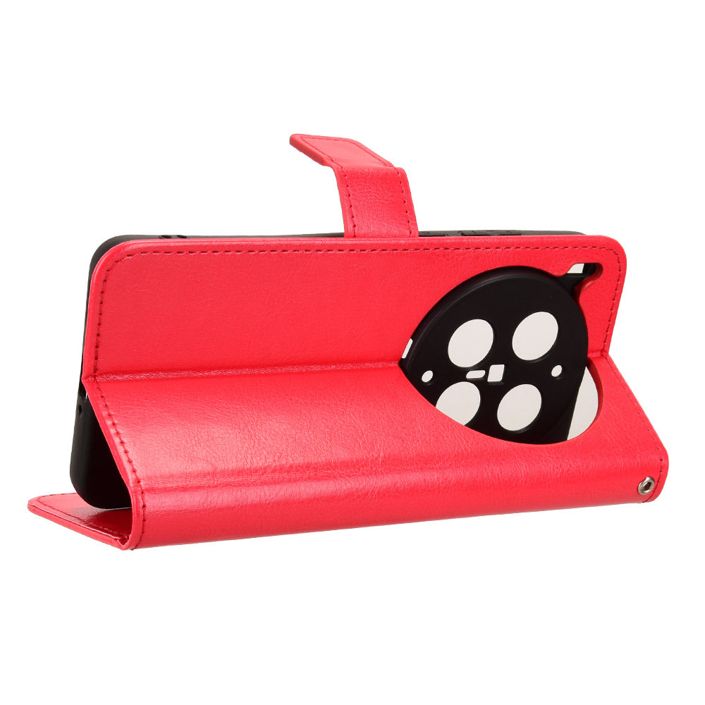 For vivo X300 Ultra 5G PU Leather Case with Strap Crazy Horse Texture Phone Wallet Cover - Red
