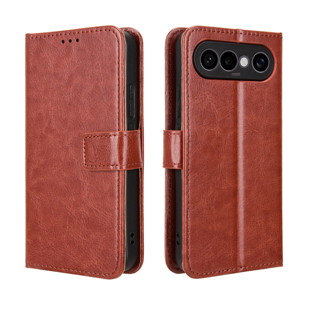 For vivo S50 Pro mini 5G / vivo X300 FE 5G PU Leather Case with Strap Crazy Horse Texture Phone Wallet Cover - Brown