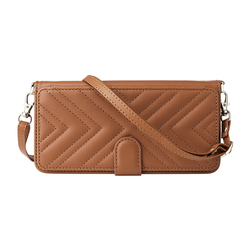 For vivo X300 Ultra 5G Leather Case Stand Wallet Phone Cover with Shoulder  /  Wrist Strap - Brown