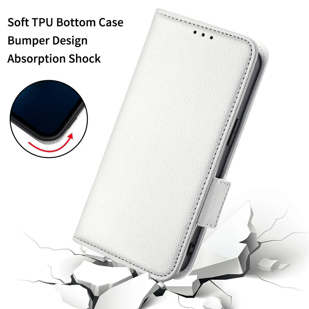 For vivo X300 Ultra 5G Case Litchi Texture Wallet Leather Phone Cover with Wrist Strap - White
