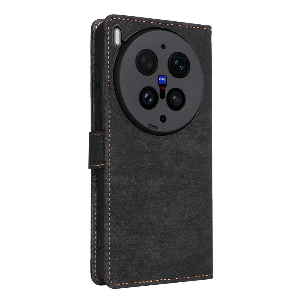 For vivo X300 Ultra 5G Case Wallet RFID Blocking PU Leather Phone Cover Stand with Strap - Black